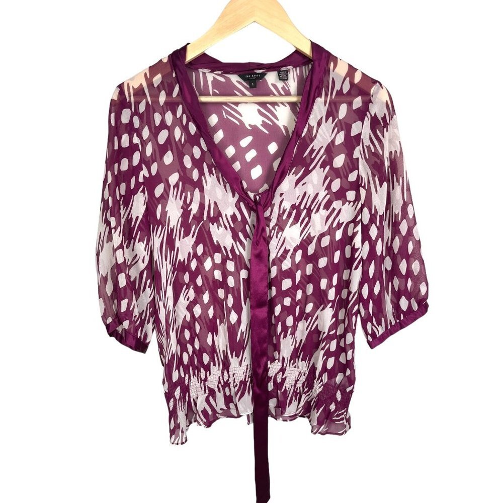 Ted Baker 100% Silk Phaedra blouse‎ purple sz XS